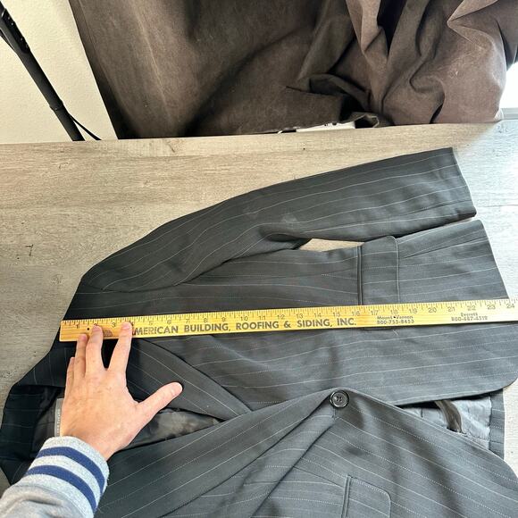 Ann Taylor Blazer Dark Grey Black Pin Stripe 8P Academia Office - Picture 3 of 5